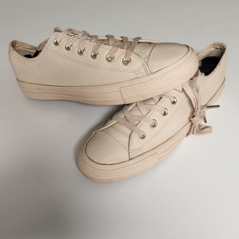 Limited edition rose gold pink leather converse
